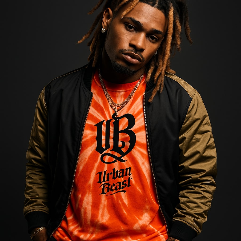 Urban Beast Graphic Tie-Dye Tee - Orange