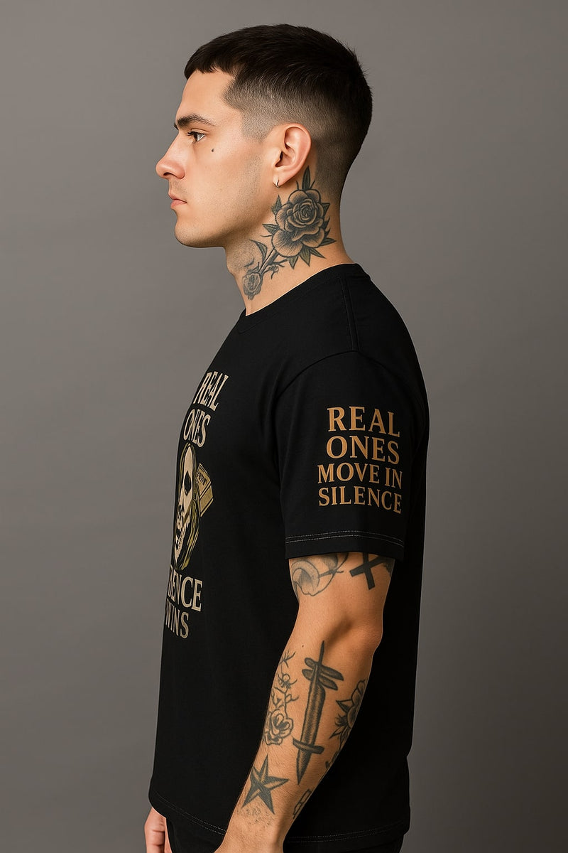 "Pengar talar, tystnad vinner" djärv grafisk t-shirt