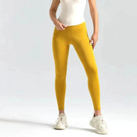 High-Waist Seamless Workout Leggings - yellow / L - Women’s Activewear Pants