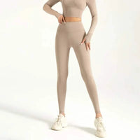 High-Waist Seamless Workout Leggings - Khaki / S - Women’s Activewear Pants