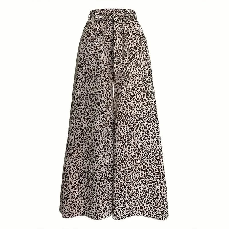 Leopard Print Wide-Leg Palazzo Trousers