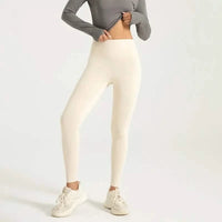 High-Waist Seamless Workout Leggings - Ivory / S - Women’s Activewear Pants