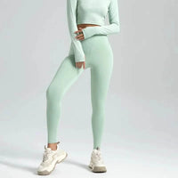 High-Waist Seamless Workout Leggings - Light green / S - Women’s Activewear Pants