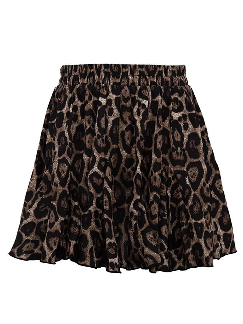 Leopardmönstrad minikjol med utsvängd axel