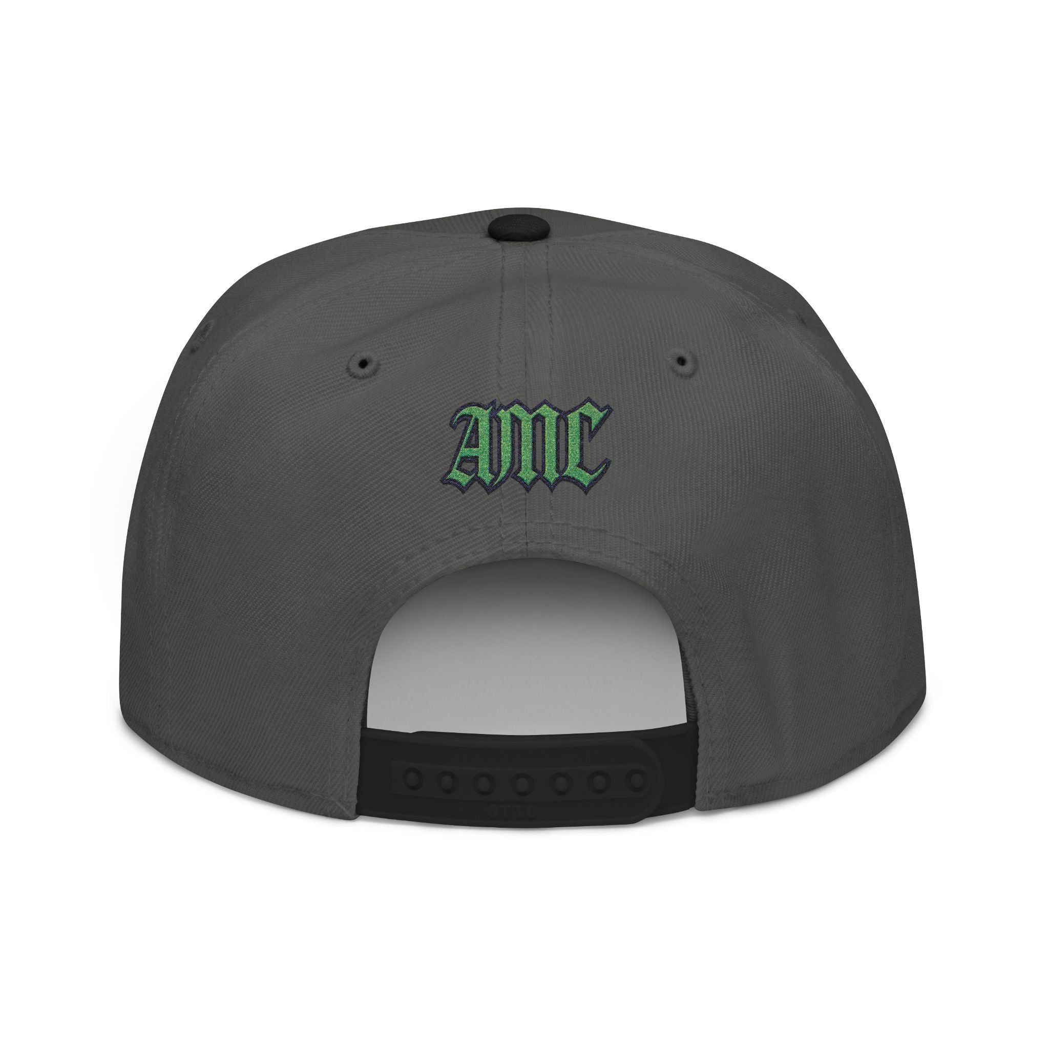 A5 Gray Streetwear Snapback Hat – Green Embroidered Logo