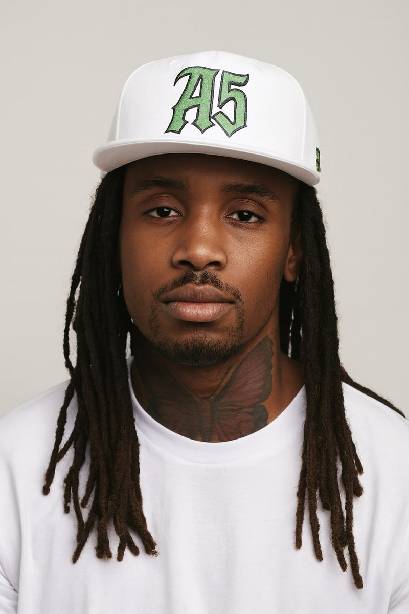 A5 Streetwear Snapback Hat – Green Embroidered Logo