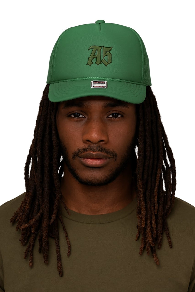 A5 Streetwear Trucker Hat – Vintage Green Snapback Cap