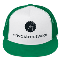 Adjustable Snapback Cap for Men – Green and White Arivastreetwear Trucker Cap with Mesh Back