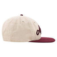 Beige and maroon baseball cap, Aggies Maroon and Cream Snapback, showing Aggies pride