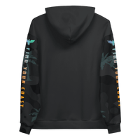 Gray hoodie featuring palm tree sleeves from Men’s Essential Palm Sleeve Recycled Hoodie