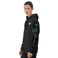 Black hooded sweatshirt from Men’s Essential Palm Sleeve Recycled Hoodie collection