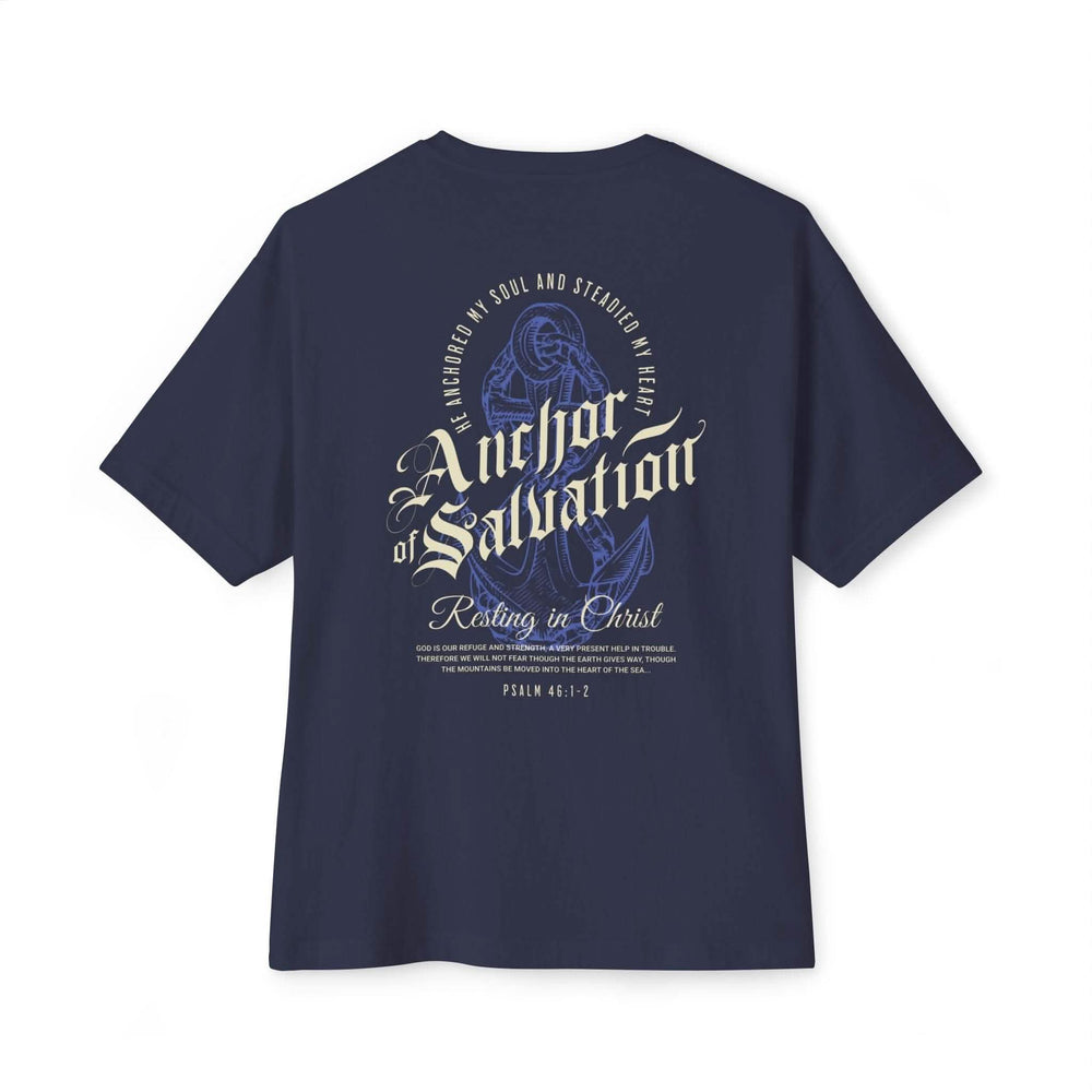 Navy blue Anchor of Salvation Christian T-Shirt with anchor design for stylish streetwear