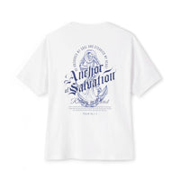 White Anchor of Salvation Christian T-Shirt featuring an anchor design for trendy streetwear