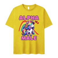 Yellow Anchor of Salvation Christian T-Shirt featuring unicorn graphic in trendy streetwear style