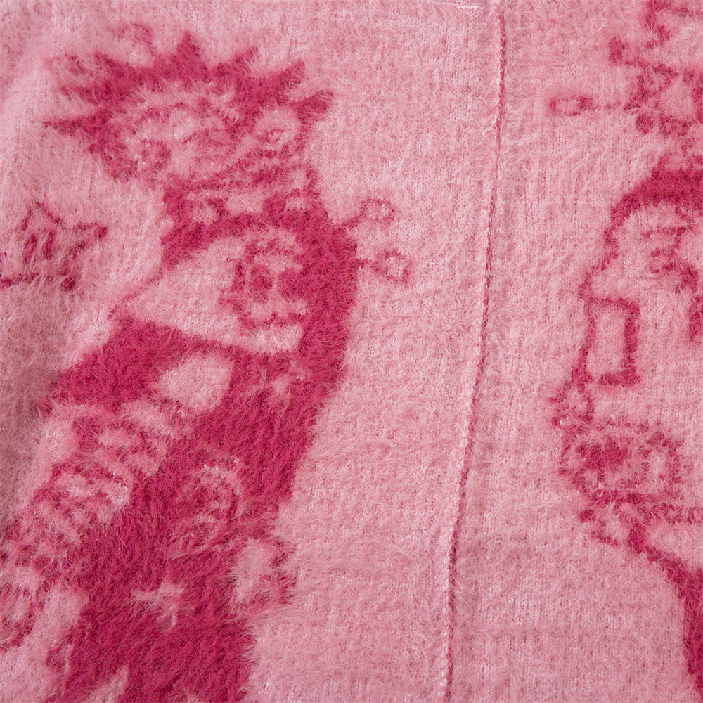 Anime Jacquard Knitted Cardigan