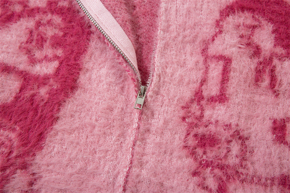 Anime Jacquard Knitted Cardigan