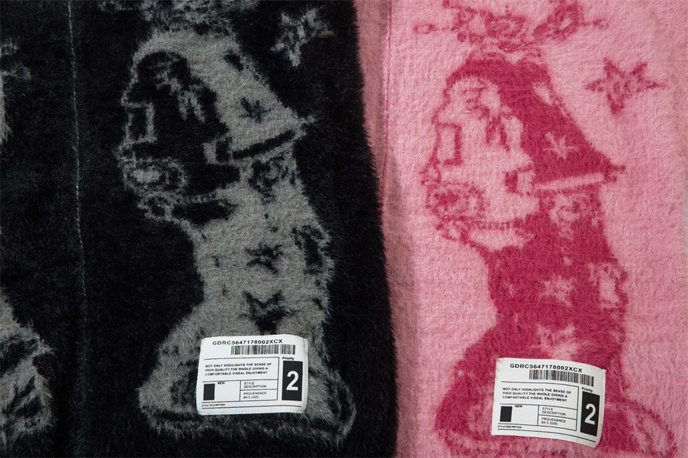 Anime Jacquard Knitted Cardigan