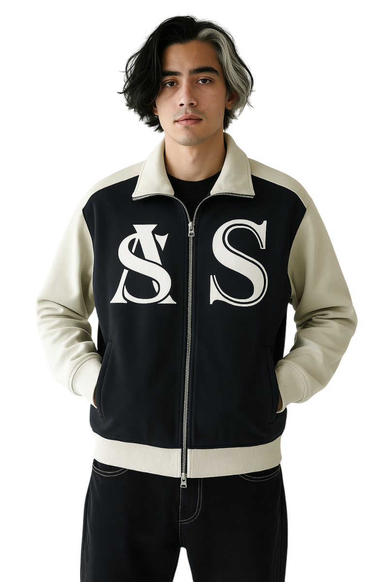 Ariva Streetwear “AS Legacy” Monogram Track Jacket - BLACK