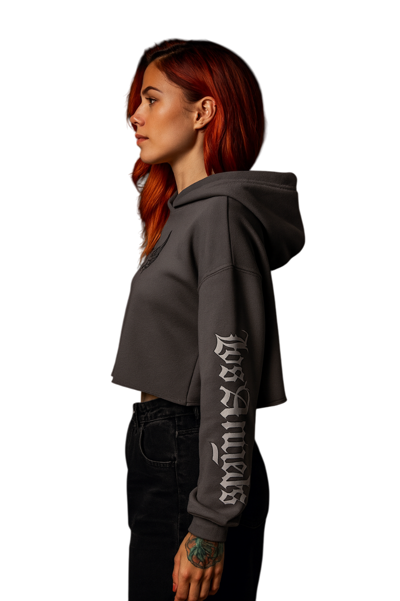 Ariva Streetwear "Winged A" Cropped Hoodie – Storm Grey Edition