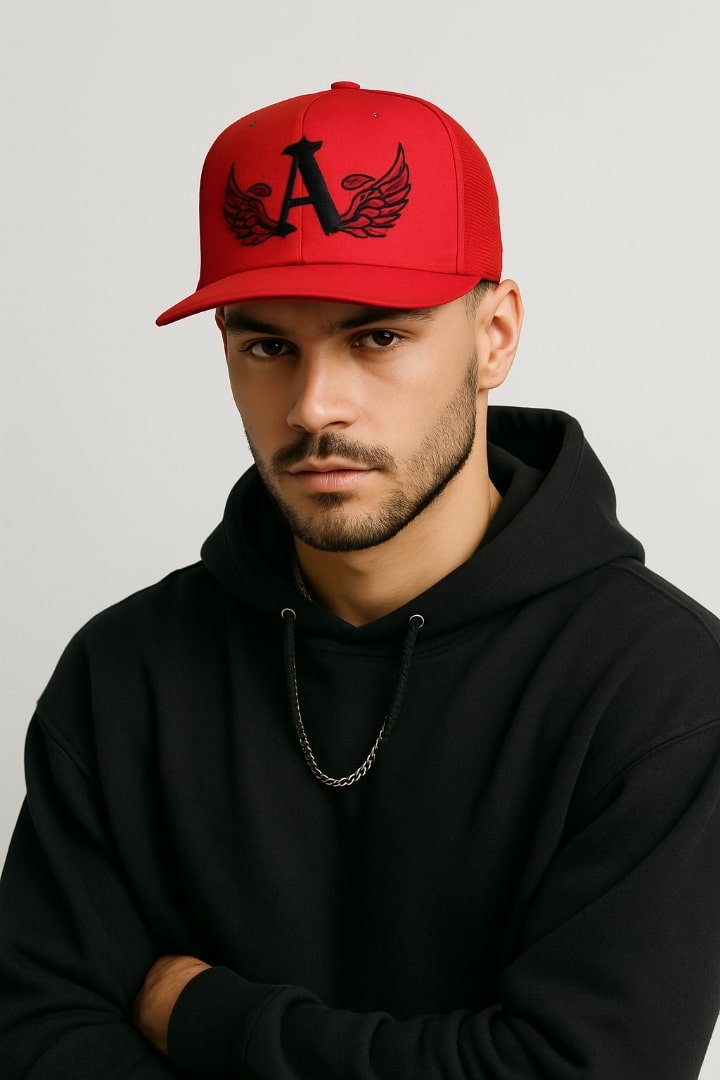 Ariva Streetwear “Winged A” Trucker Cap –  Solid Red Edition