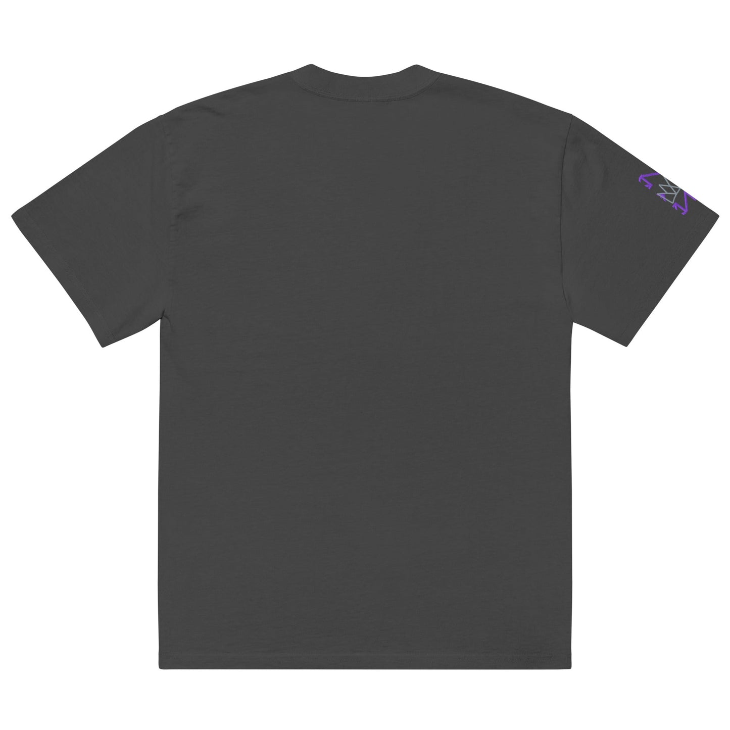 Gray t-shirt with purple sleeves featuring Artistic Crown Design for casual wear