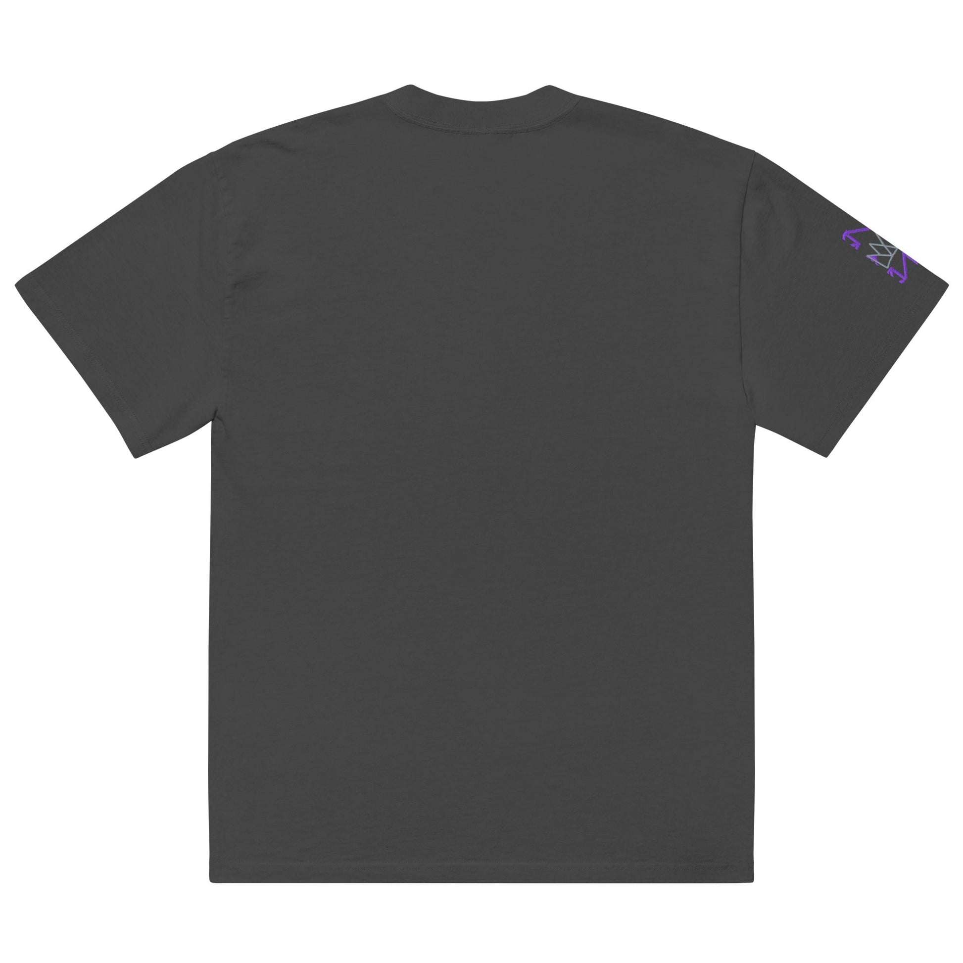 Gray t-shirt with purple sleeves featuring Artistic Crown Design for casual wear