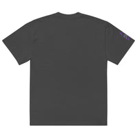 Gray t-shirt with purple sleeves featuring Artistic Crown Design for casual wear