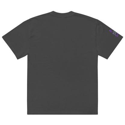 Gray t-shirt with purple sleeves featuring Artistic Crown Design for casual wear