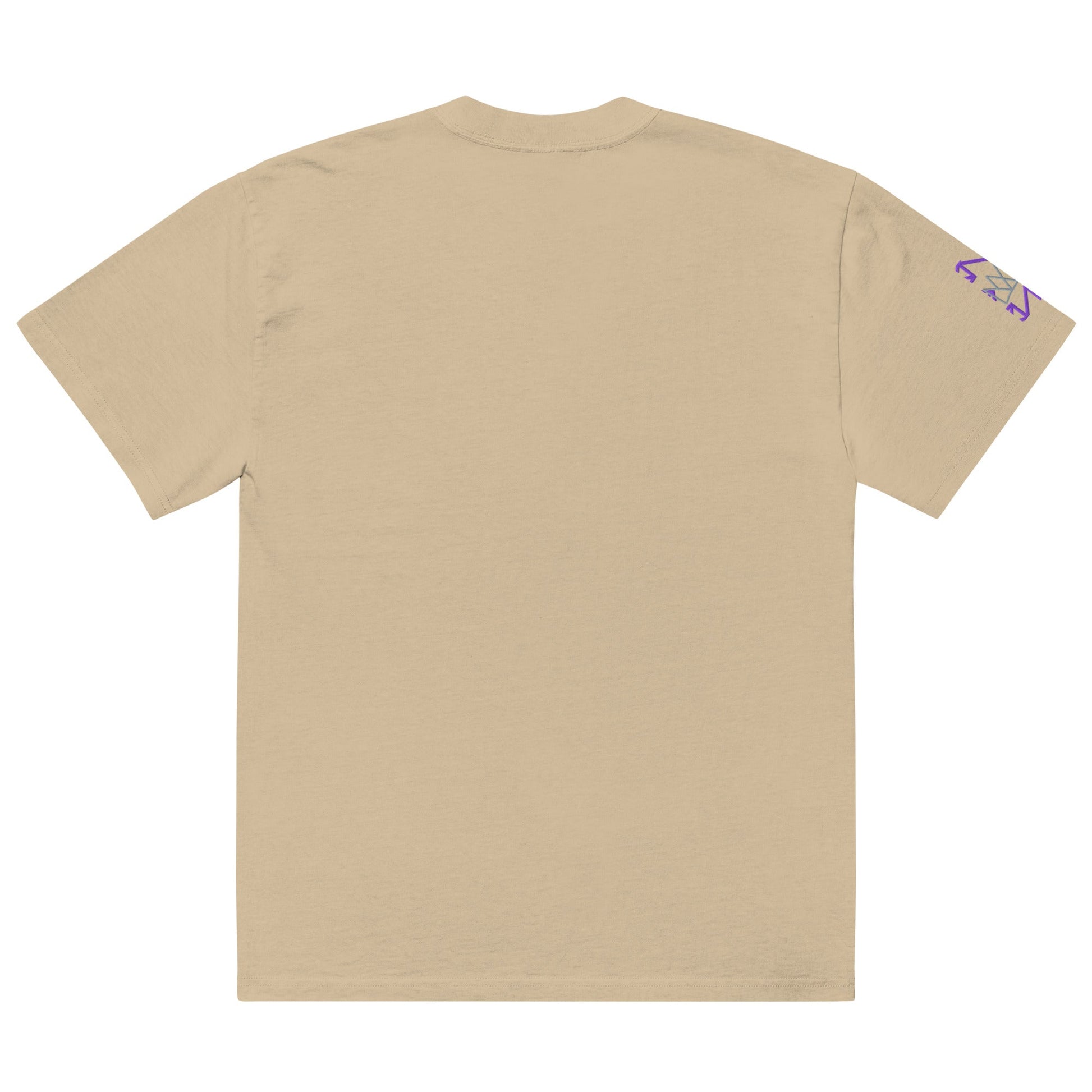 Tan short-sleeved t-shirt featuring an Artistic Crown Design for casual wear