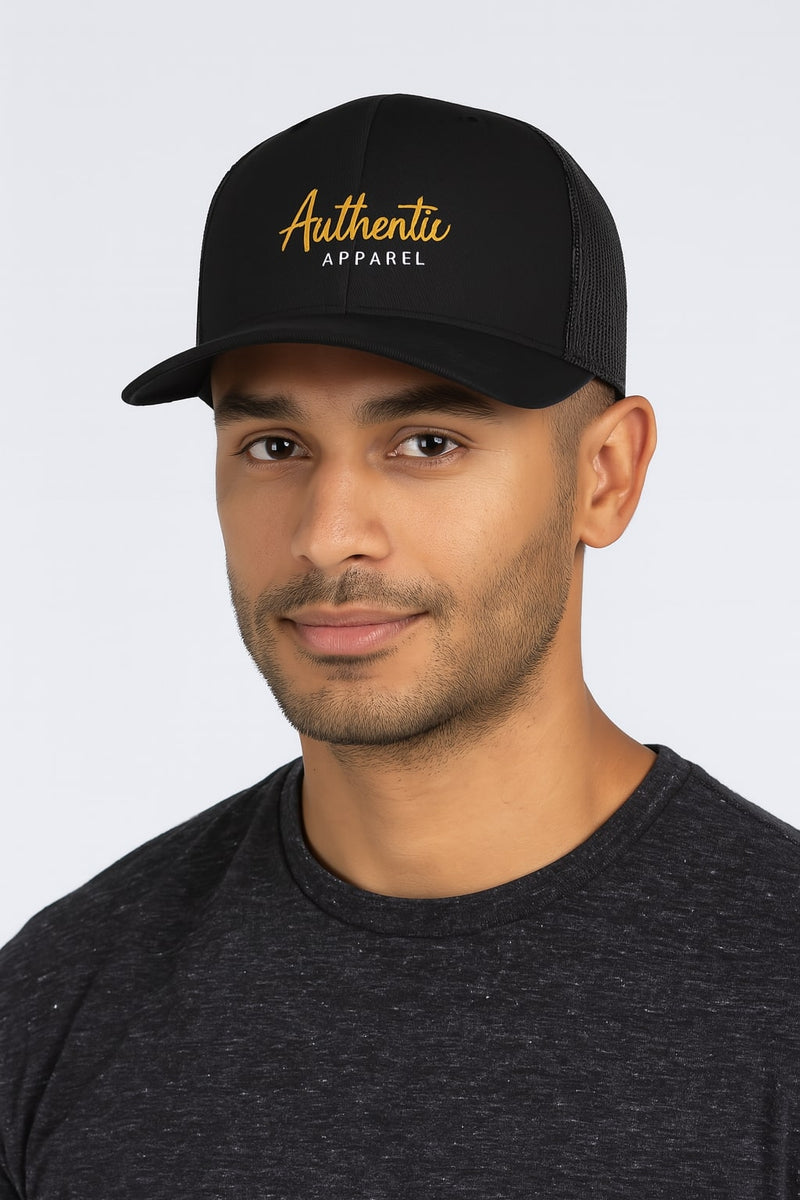 Authentic Apparel Trucker Hat – Black Mesh