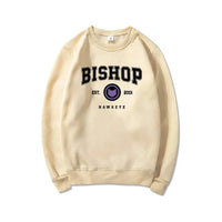 Bishop Hawkeye Graphic Sweatshirt – Vintage College Style - khaki / XXXL - Women’s Sweatshirts