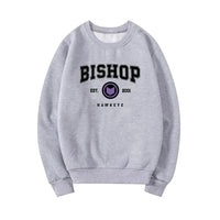 Bishop Hawkeye Graphic Sweatshirt – Vintage College Style - grey / XXL - Women’s Sweatshirts