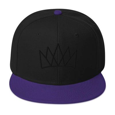 Black and purple Crown Snapback Hat perfect for streetwear fashion enthusiasts