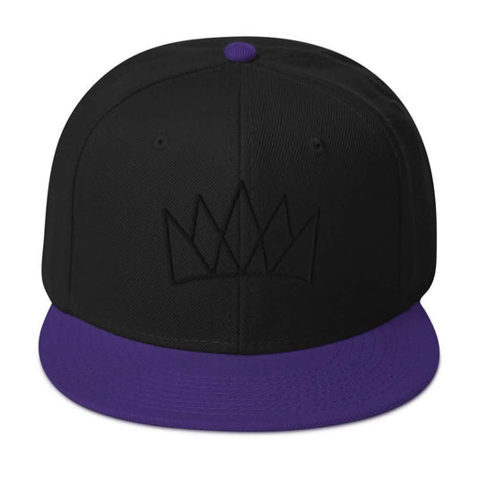 Black and purple Crown Snapback Hat perfect for streetwear fashion enthusiasts