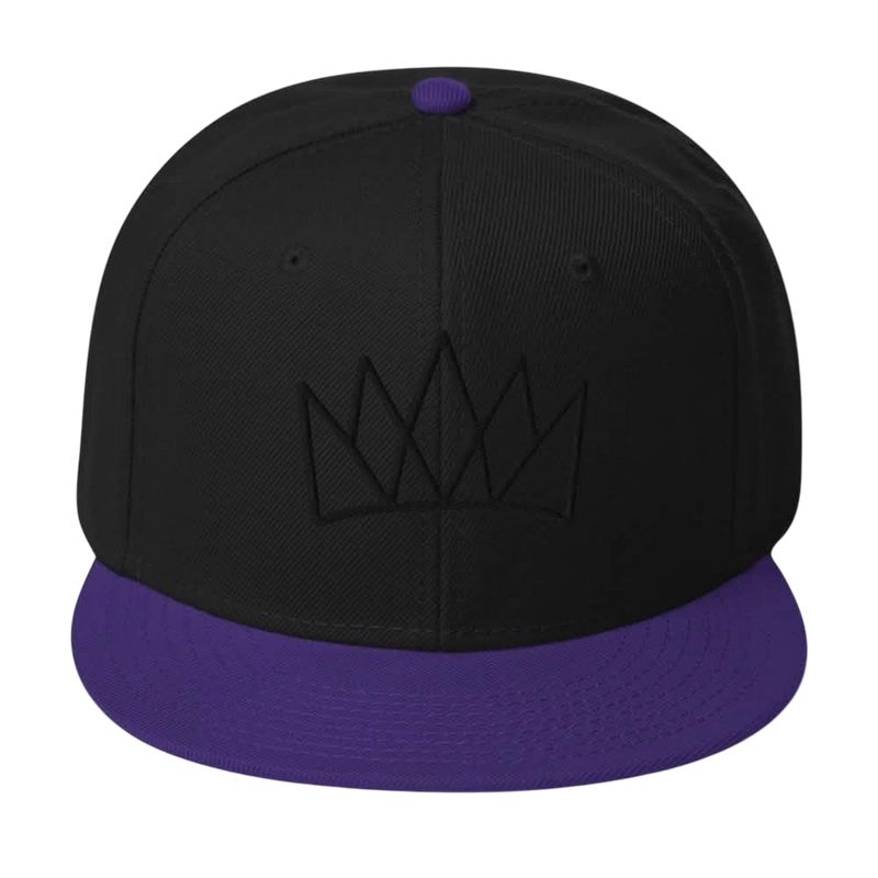 Black and Purple Crown Snapback Hat