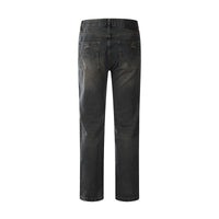 Dark wash denim jeans.