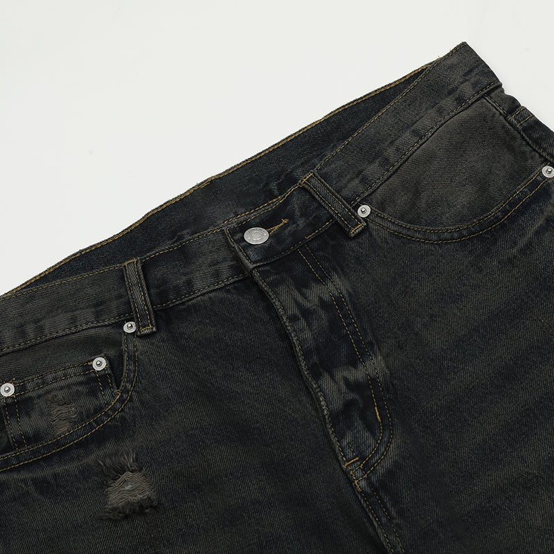 Black Distressed Streetwear Jeans for Men