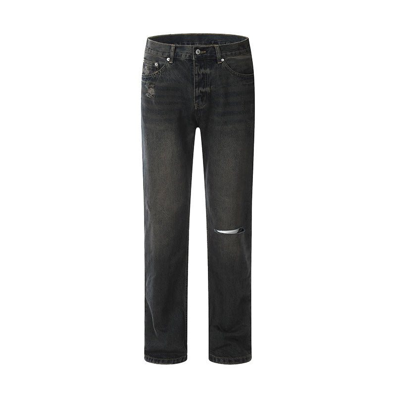 Black Distressed Streetwear Jeans for Men