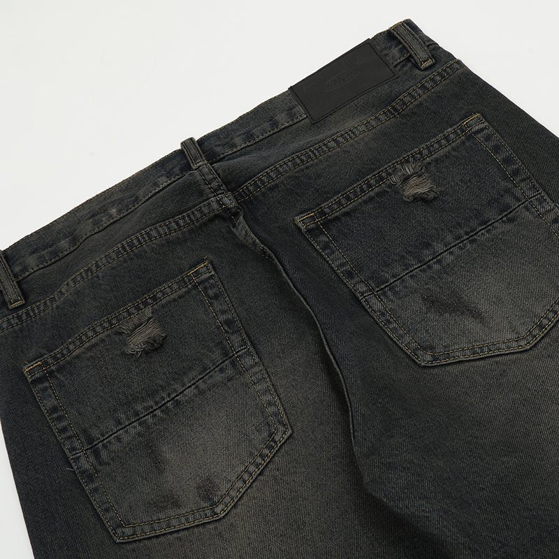 Black Distressed Streetwear Jeans for Men