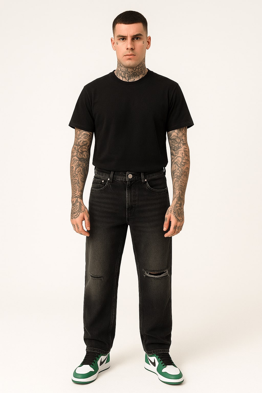 black distressed streetwear jeans