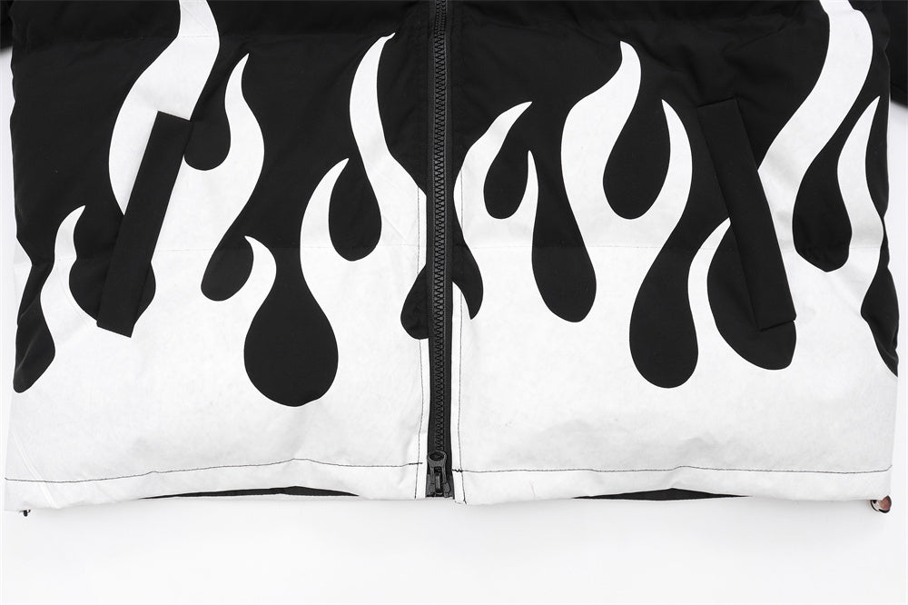 BLACK FLAME PUFFER JACKET