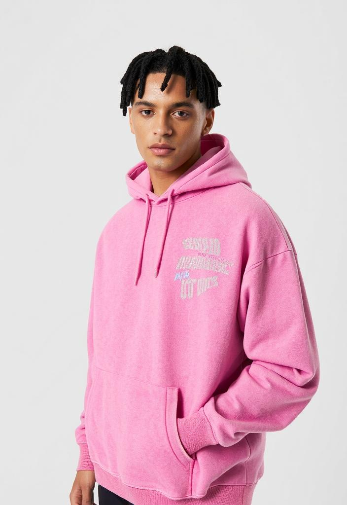 Pink hooded sweatshirt from Black & Pink Oversized Streetwear Hoodie collection