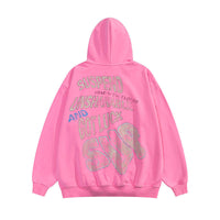 Pink hoodie with text from Black & Pink Oversized Streetwear Hoodie collection