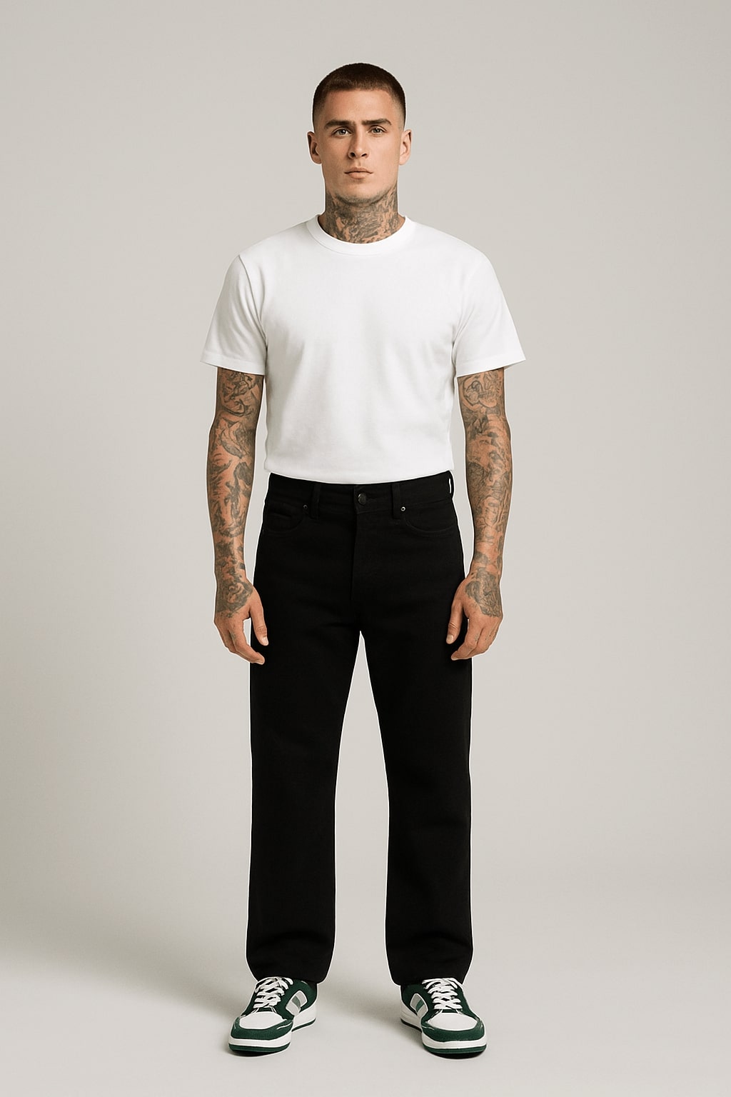 black streetwear wide leg jeans