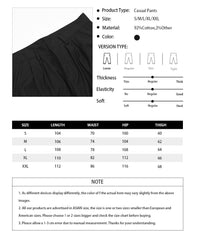 Casual pants size chart.