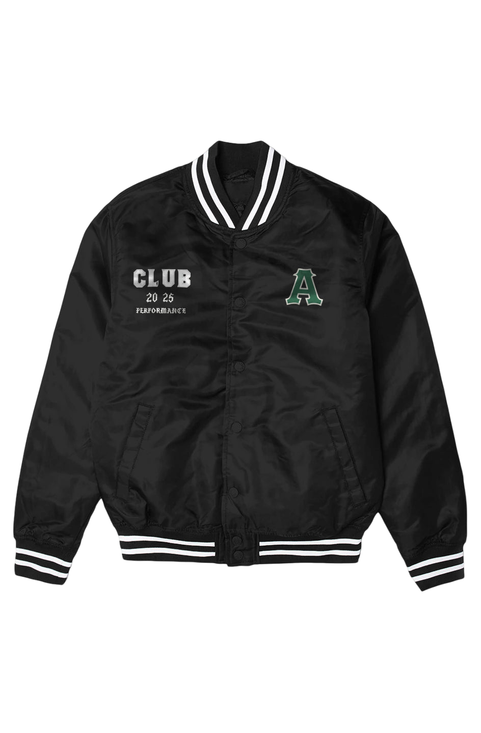 Black Varsity Bomber Jacket Club 2025 Performance