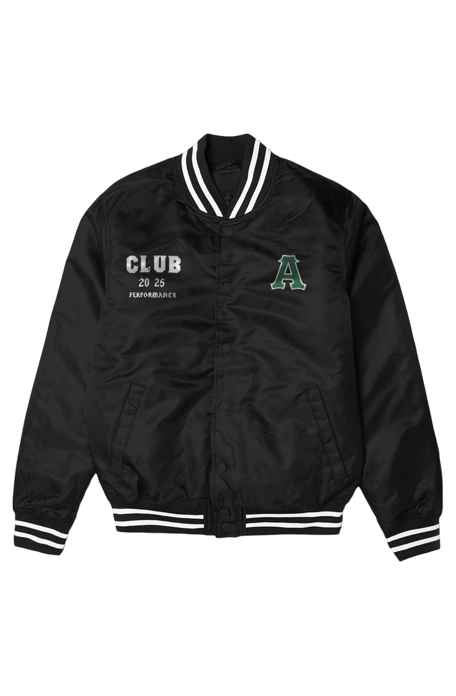 Black Varsity Bomber Jacket Club 2025 Performance
