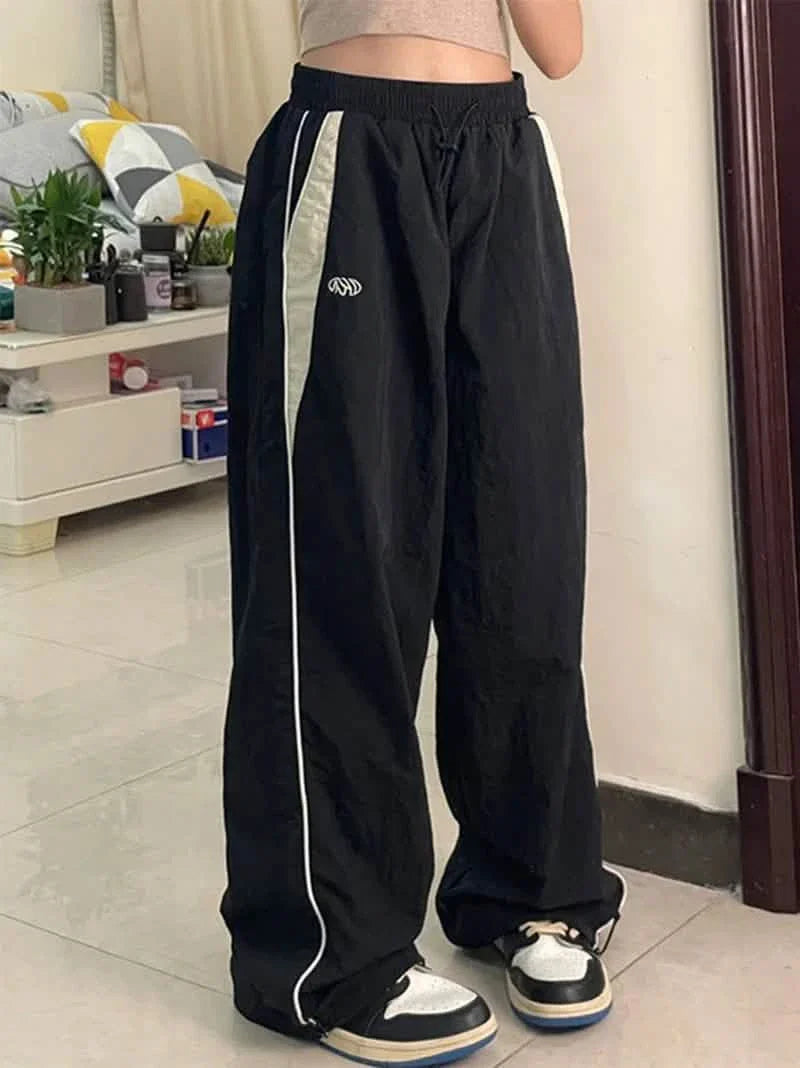 Black Wide Leg Cargo Trousers Women