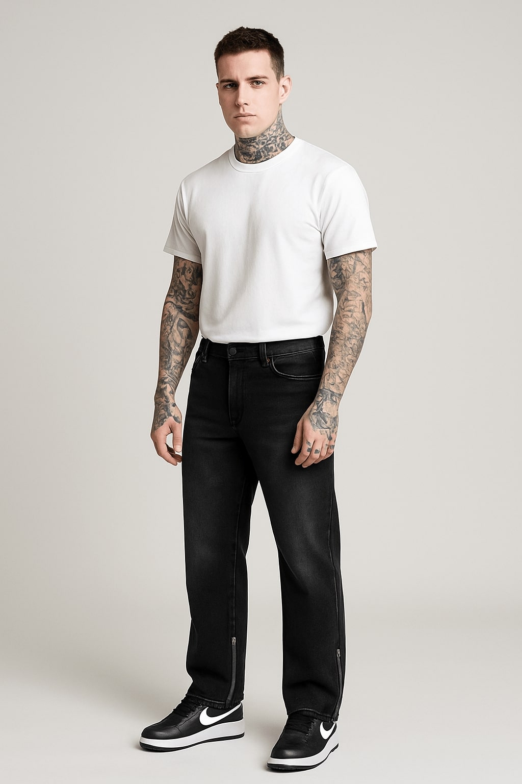 black wide leg streetwear jeans