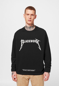 Blackwork Graphic Long Sleeve Shirt in black with long sleeves for casual style